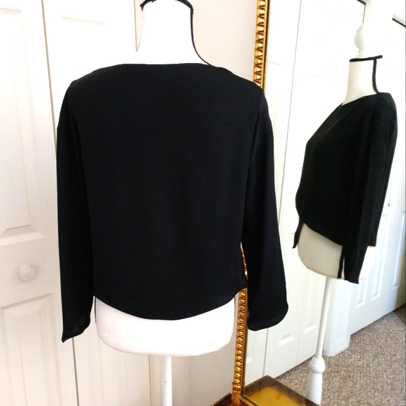 Emporio Armani Made in Italy "Attractive" Black Front Double Layer Top. Size 4 - Picture 4 of 8